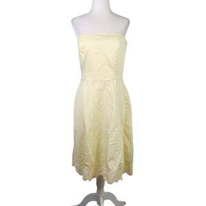 Vintage 90s My Michelle pastel yellow strapless midi dress 10